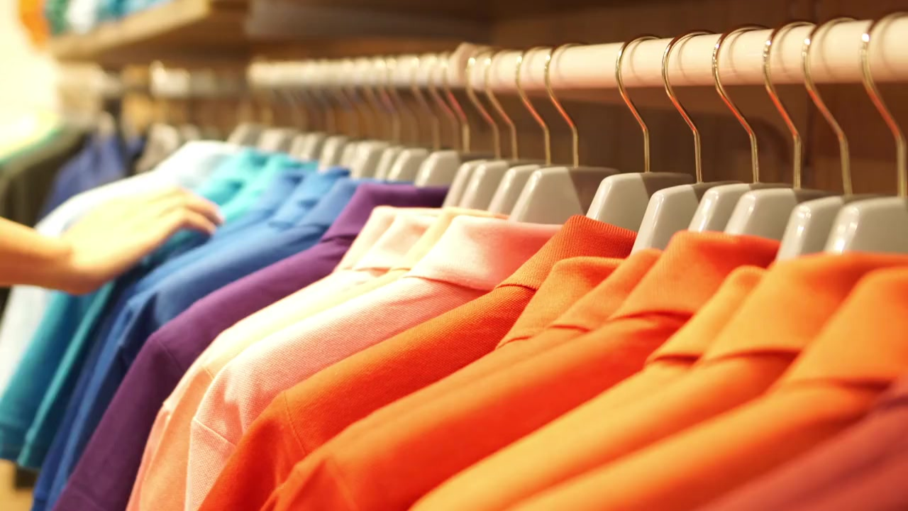 An image of colorful clothing rack.
